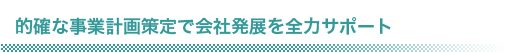 的確な事業計画策定で会社発展を全力サポート